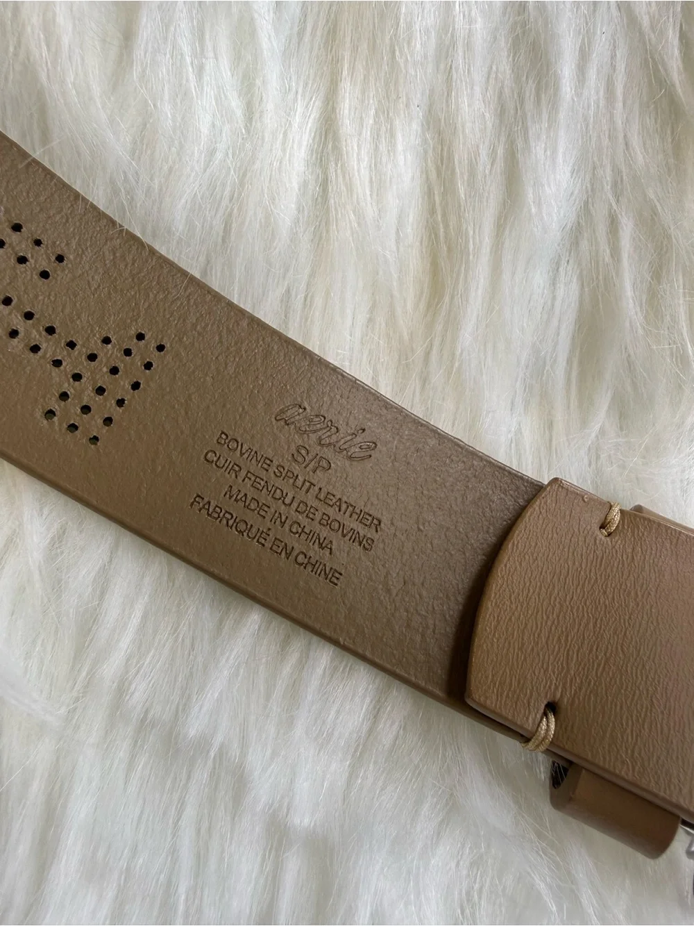 Women’s Tan Perforated Leather Belt